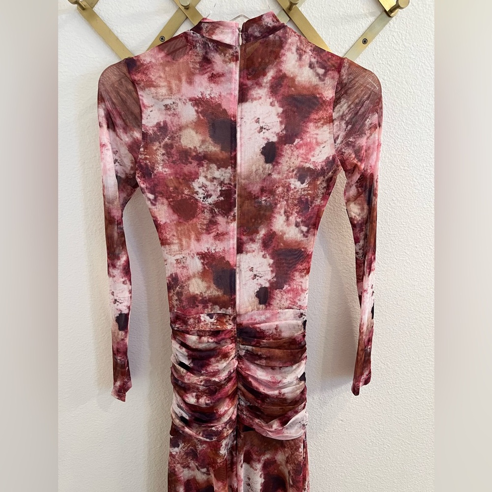 NWT Bardot Lea Tie Dye Mesh Long Sleeve Dress Extra Small - Picture 13 of 15